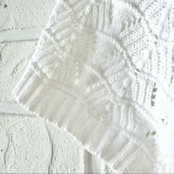 Vintage white open front short sleeve crochet cocoon cardigan sweater S - Picture 7 of 10